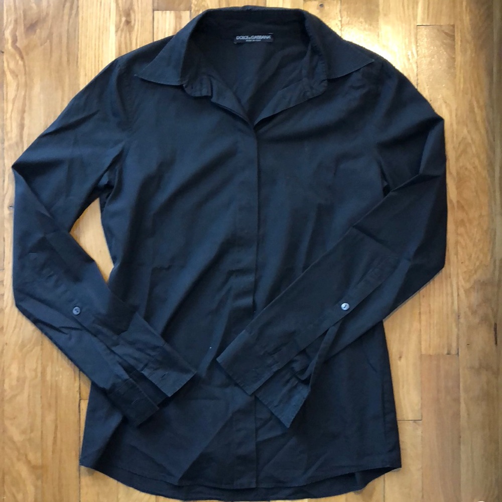 Dolce and Gabbana Black Button Down Blouse